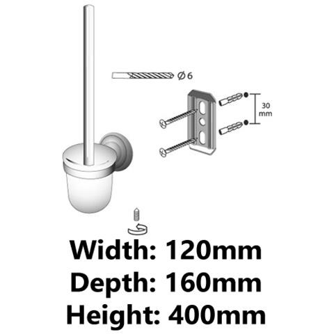 Retrò Bagno In Ottone Antico In Ottone Montato A Parete Ceramica Tazza più Wc Spazzola Di Pulizia - Foto 2