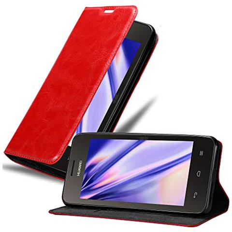 Custodia Compatibile Con Huawei Y330 In Rosso Mela - Coperchio Protettiva Con Chiusura Magnetica, Funzione Stand E Tasca Per Le Carte - Foto 1
