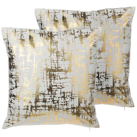 Set Di Due Cuscini In Cotone Con Motivo A Crepe Dorato 45 X 45 Cm Gardenia - Foto 12