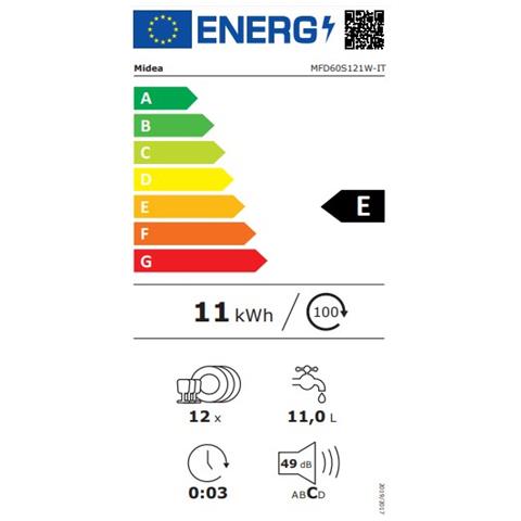 COMFEE Lavastoviglie MFD60S121W-IT Capacità 12 Coperti Classe E Colore Bianco IV10633