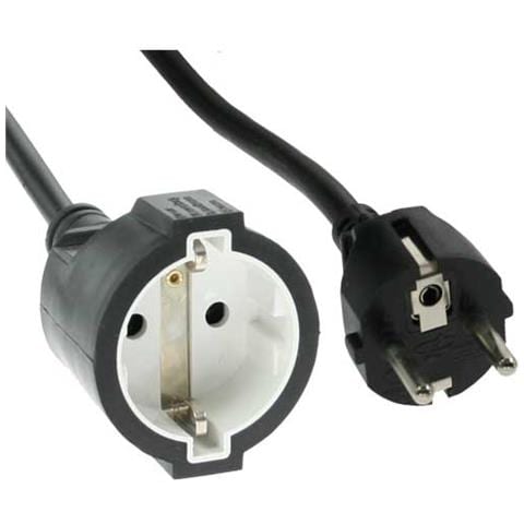 cavo prolunga alimentazione schu. ko. 10a / 250v, 2-poli e contatto di terra, spina cee-7/7 su presa cee-7/7, nero, 5m - Foto 1