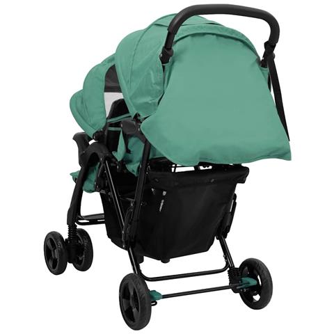 Passeggino Gemellare A Tandem Verde In Acciaio - Foto 2