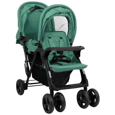 Passeggino Gemellare A Tandem Verde In Acciaio - Foto 9