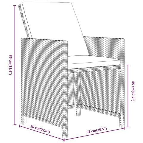 Set Da Pranzo Per Giardino 15 Pz Con Cuscini Polyrattan Marrone - Foto 2