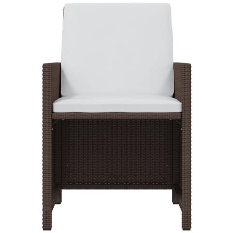 Set Da Pranzo Per Giardino 15 Pz Con Cuscini Polyrattan Marrone - Foto 9
