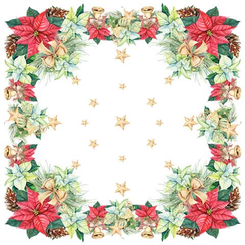 Tovaglia Natale Digitale Centrotavola Natalizio 100% Cotone Stella Di Natale Sv 90x90 Stella Natale - Foto 1