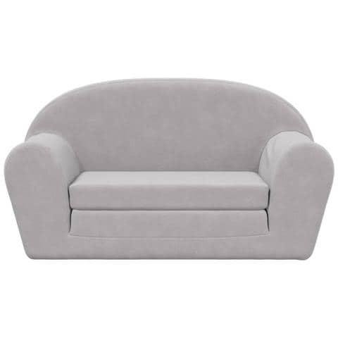 Divano Letto Bambini A 2 Posti Grigio Chiaro In Morbido Peluche - Foto 3