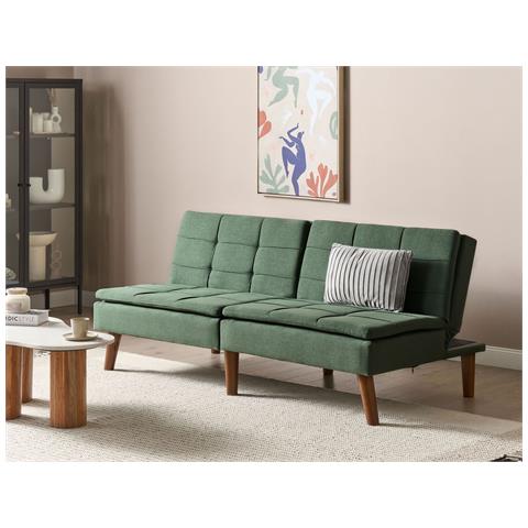 Divano Letto 3 Posti Ronne Tessuto Verde Scuro - Foto 1