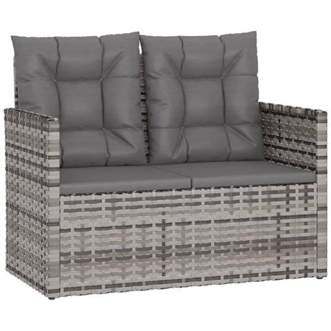 Panca Da Giardino Con Cuscini Grigia 105 Cm In Polyrattan - Foto 2