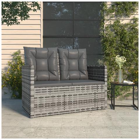 Panca Da Giardino Con Cuscini Grigia 105 Cm In Polyrattan - Foto 1