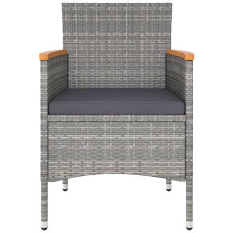 Set Bistrot Da Giardino 5pz Polyrattan E Vetro Temperato Grigio - Foto 2