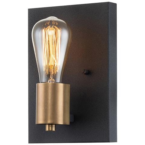 Applique Industrial Nordico Silas Acciaio Zinco Antico Ottone 1 Luce E27 - Foto 1