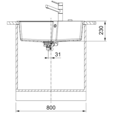 Lavello UBG 610-72 con 1 Vasca Dimensioni 780 x 500 mm Finitura Ostrica - Foto 3