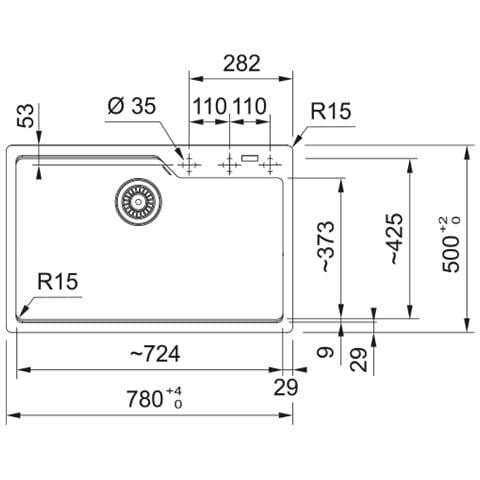 Lavello UBG 610-72 con 1 Vasca Dimensioni 780 x 500 mm Finitura Ostrica - Foto 2