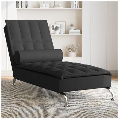 Chaise Longue Massaggi con Capezzale Nero in Tessuto - Foto 8
