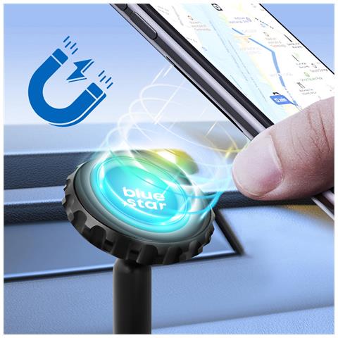 Supporto Auto Magnetico Rotante 360° Fissaggio Adesivo Per Cruscotto, Nero - Foto 5