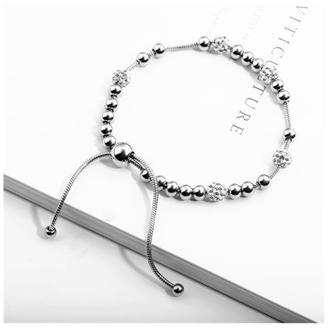 Bracciale Regolabile Con Perle Acciaio Al Titanio Argento - Foto 2