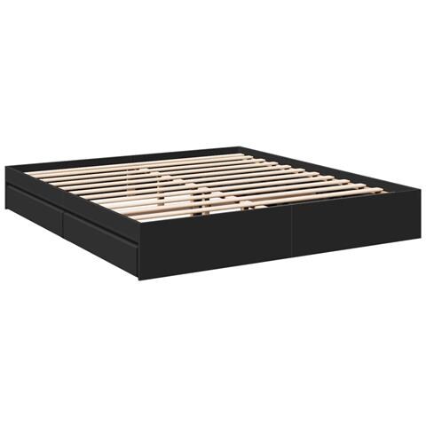 Giroletto Con Cassetti Nero 200x200 Cm In Legno Multistrato - Foto 3