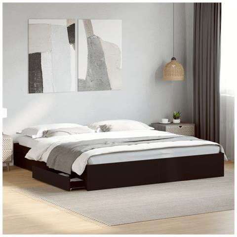 Giroletto Con Cassetti Nero 200x200 Cm In Legno Multistrato - Foto 1