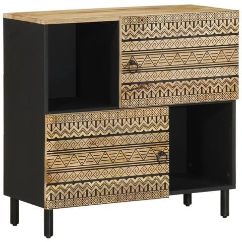 Credenza 80x33,5x75 Cm In Legno Massello Di Mango Grezzo - Foto 1