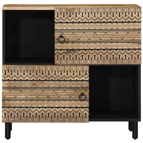 Credenza 80x33,5x75 Cm In Legno Massello Di Mango Grezzo - Foto 3