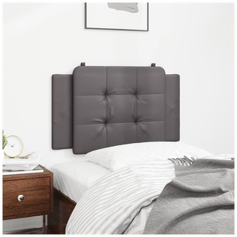 Cuscino Testiera Grigio 90 Cm In Similpelle - Foto 3