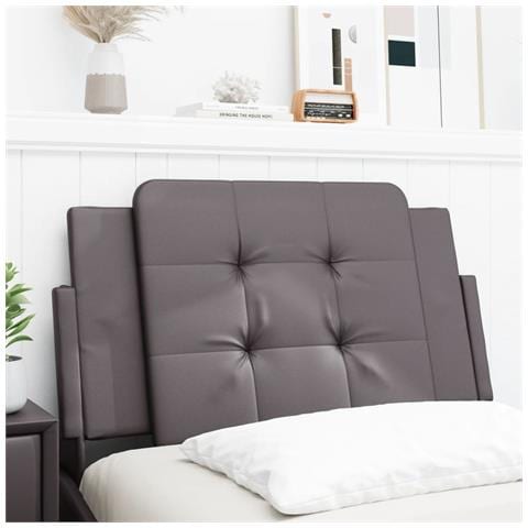 Cuscino Testiera Grigio 90 Cm In Similpelle - Foto 1