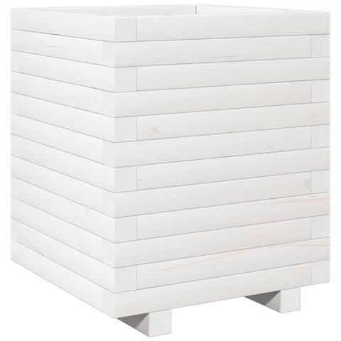 Fioriera da Giardino Bianca 40x40x49,5cm Legno Massello di Pino - Foto 1