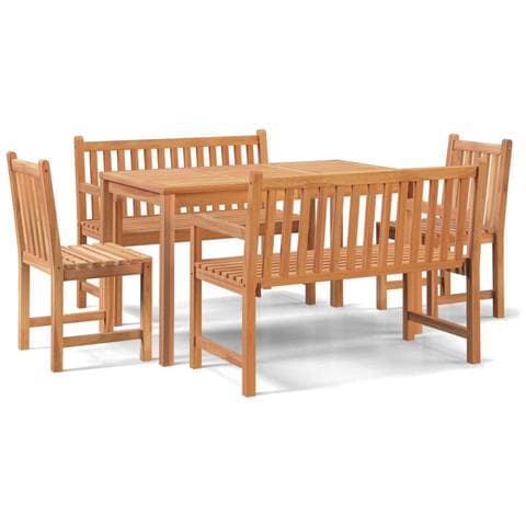 Set da Pranzo per Giardino 5 pz in Legno Massello di Teak - Foto 1