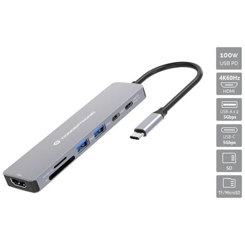 DONN28G replicatore di porte e docking station per laptop Cablato USB 3.2 Gen 1 (3.1 Gen 1) Type-C Grigio - Foto 1
