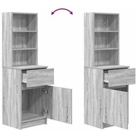 Comodino Grigio Sonoma 39x35x125 cm in Legno Multistrato - Foto 9