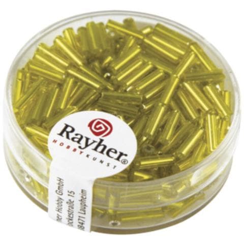 15 Grammi - Matite Di Vetro Lunghe Con Foro Argentato 7x2mm - Colore Giallo - Foto 1