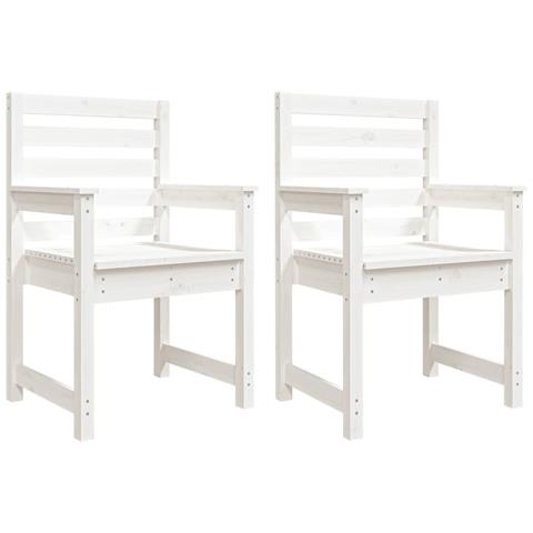 Sedie Da Giardino 2pz Bianche 60x48x91cm Legno Massello Di Pino - Foto 2