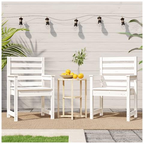 Sedie Da Giardino 2pz Bianche 60x48x91cm Legno Massello Di Pino - Foto 3