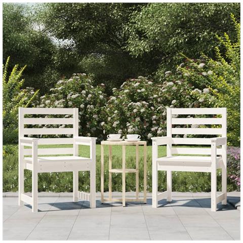 Sedie Da Giardino 2pz Bianche 60x48x91cm Legno Massello Di Pino - Foto 1