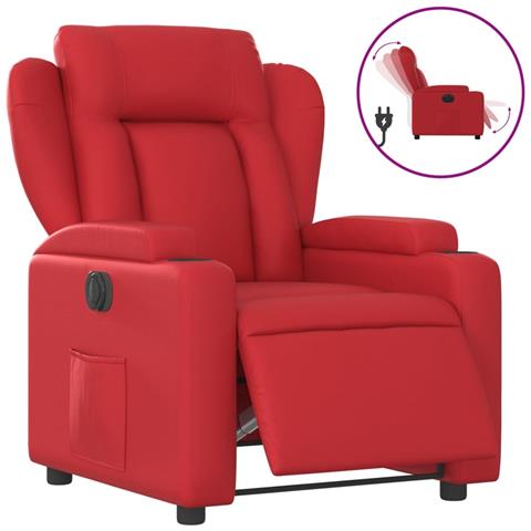 Poltrona Reclinabile Elettrica Rossa In Similpelle - Foto 2