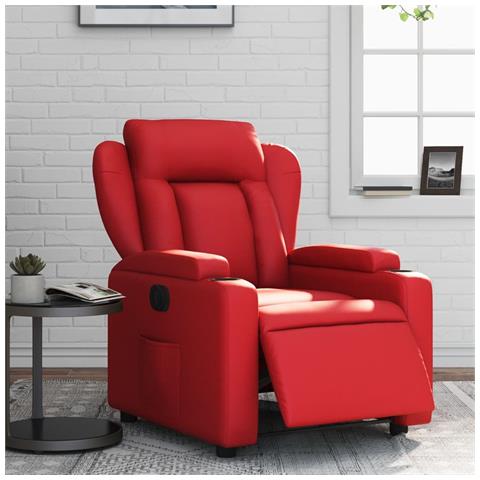 Poltrona Reclinabile Elettrica Rossa In Similpelle - Foto 1