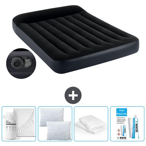 Set Materassino Gonfiabile - 191x137x25 Cm - Blu Scuro - Include Accessori Coordinati Cb15 - Foto 1