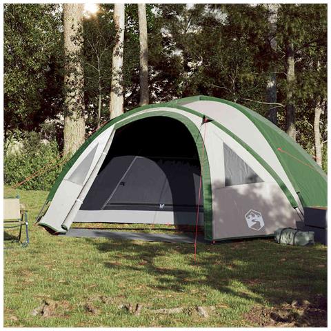 Tenda da Campeggio a Cupola per 4 Persone Verde Impermeabile - Foto 2