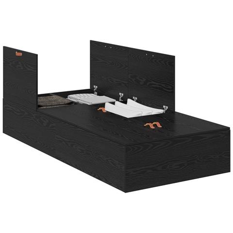 Struttura letto contenitore Nero Rovere 100x200 cm - Foto 1