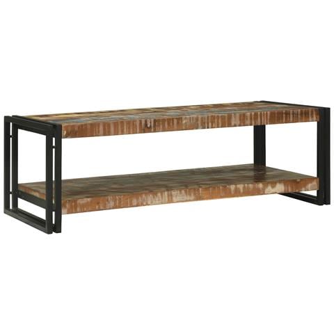 Tavolino da caffè Multicolore 120x50x38 cm in Legno Massello di Recupero - Foto 1