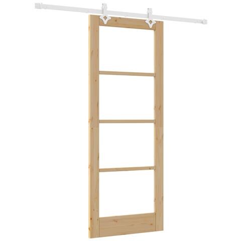 Set di porte scorrevoli  con attrezzatura 78x202 cm legno massello di pino, Porta interna  con vetro 'ORKDAL'78x202x4 cm legno massello di pino - Foto 1