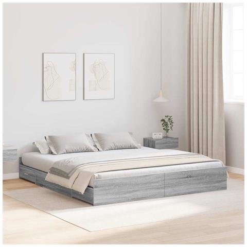 Struttura letto con contenitore Grigio sonoma 180 x 200 cm - Foto 2