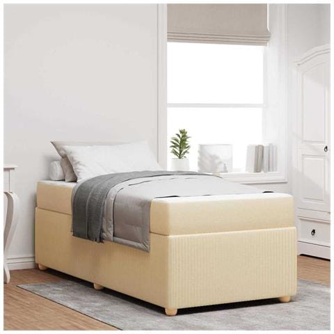Struttura letto con materasso Crema 90 x 200 cm Tessuto - Foto 2