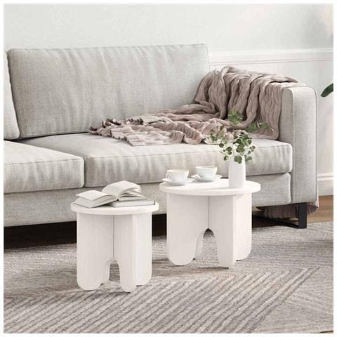 Tavolino da salotto 2 pcs Bianco 39.5 x 39.5 x 30 cm - Foto 2