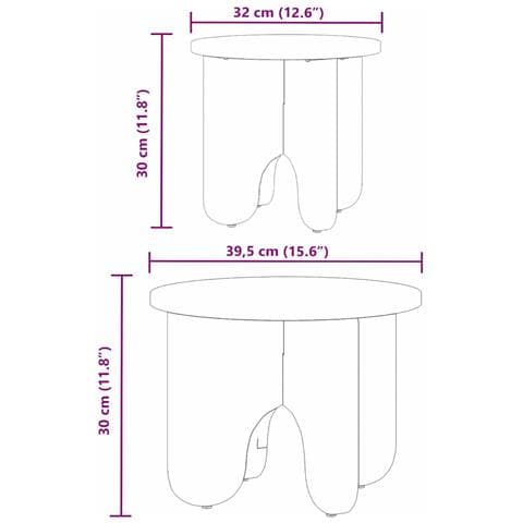 Tavolino da salotto 2 pcs Bianco 39.5 x 39.5 x 30 cm - Foto 9