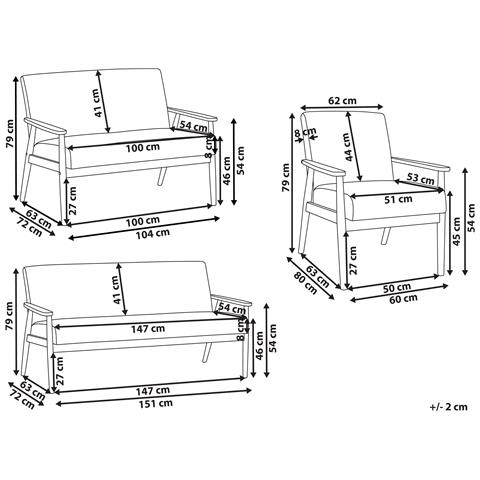 Set Da Salotto 6 Posti Esrum Tessuto Marrone Scuro /beige - Foto 8