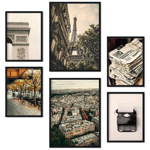 Set Di 6 Stampe Stampe Artistiche Da Parete Vintage Parigine Per La Camera Da Letto O Il Soggiorno A3 & A4 Senza Cornice - Foto 1