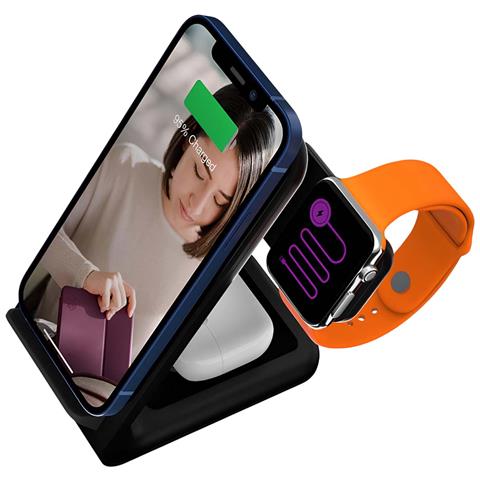 Stazione Di Ricarica 3 In 1 Magsafe 15w Per Iphone / Airpods / Apple Watch, Nero - Foto 2