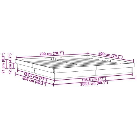 Struttura del letto Naturale 200 x 200 cm Pino massello - Foto 9